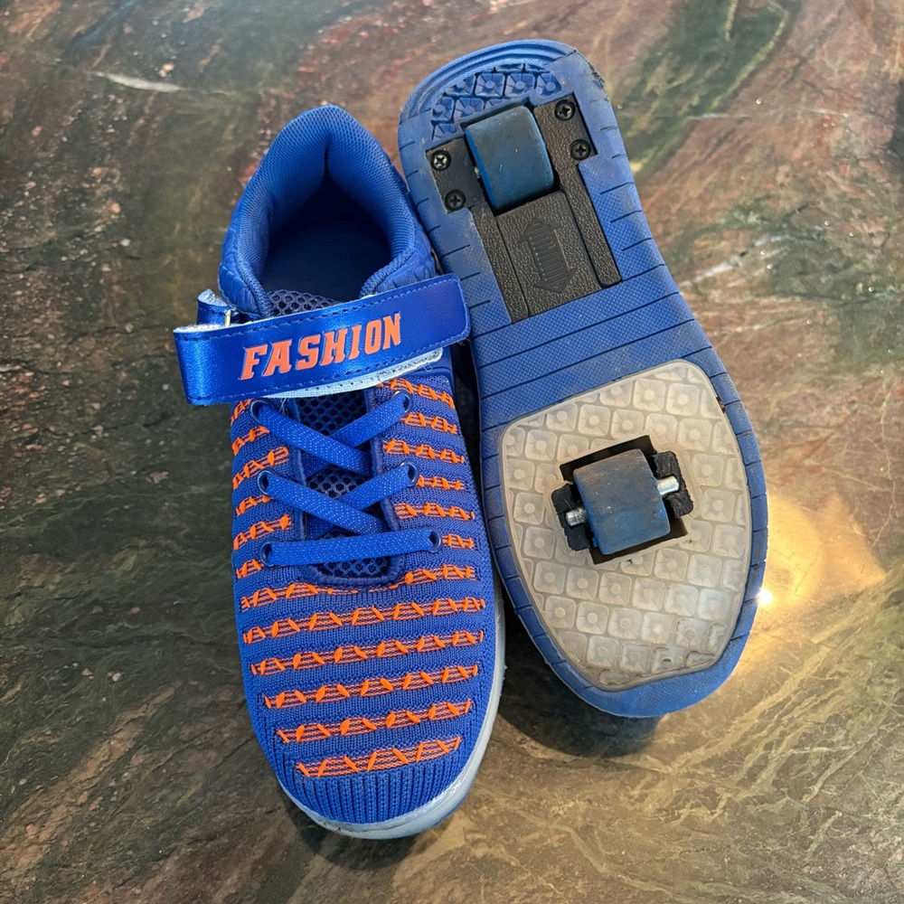 Kids Blue and Orange Roller Shoes